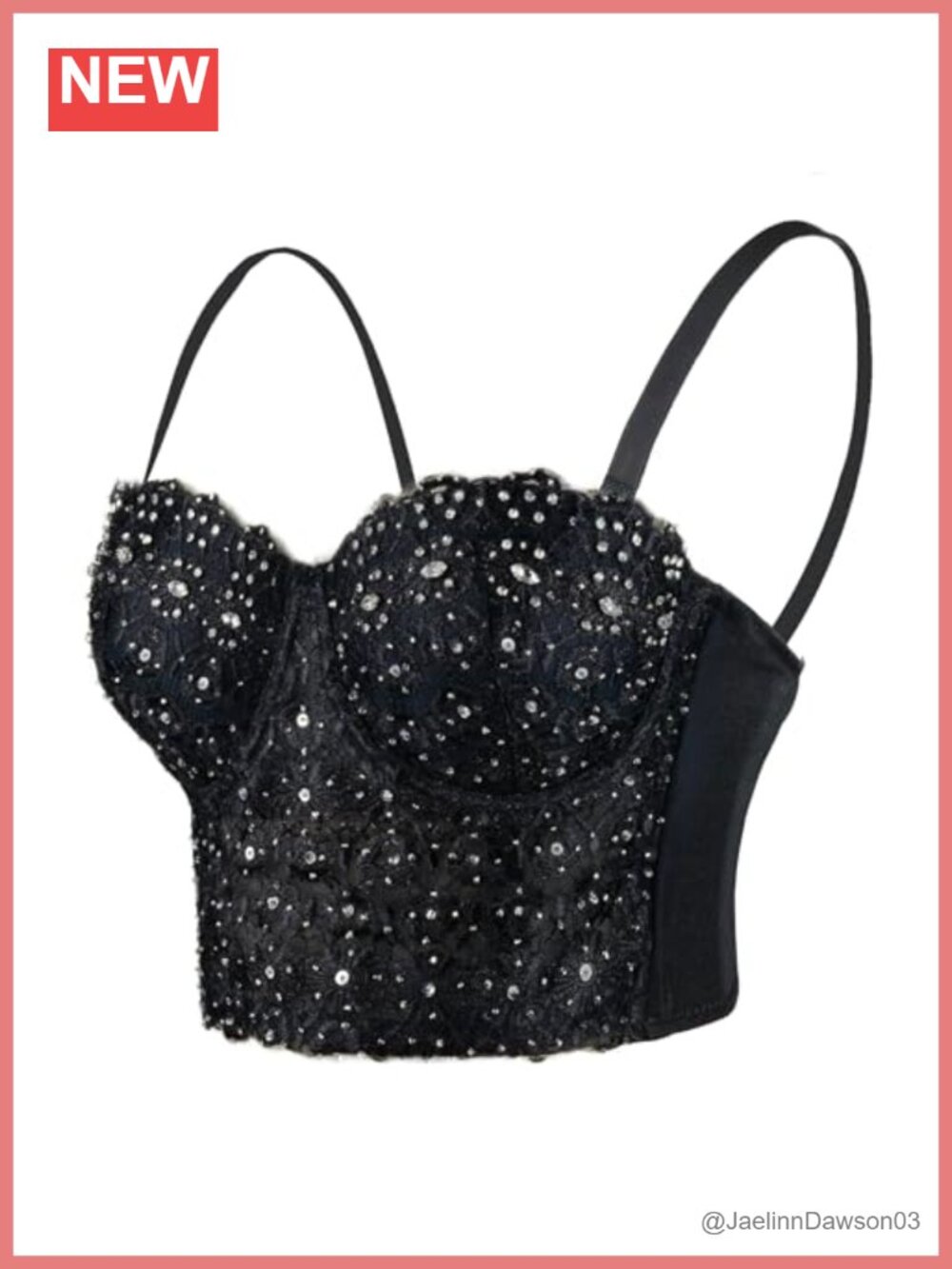 Lace Rhinestone Bustier Crop Top Mesh Corset Bra
